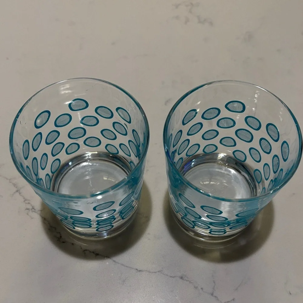 IKEA Blue Patterned Glass Tumblers